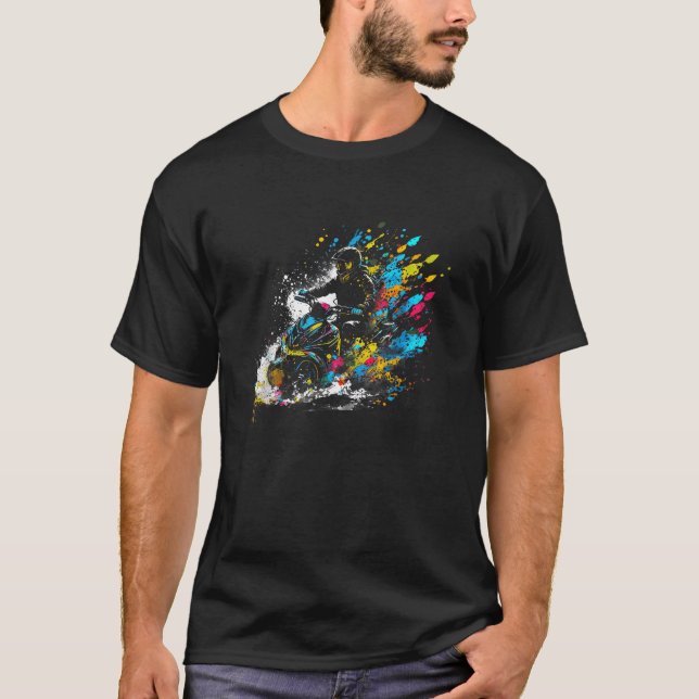 Splash Art Snowmobile Snow Machine Ski Doo Snowmob T-Shirt (Front)