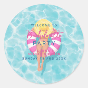  Splash bachelorette Pool Party bridal  Classic Round Sticker