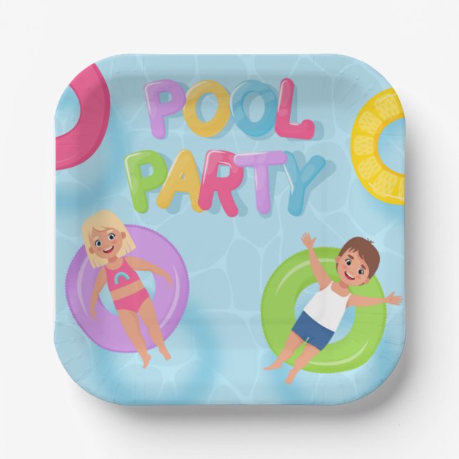 Splash Bash Kids Pool Party Birthday Paper Plate (Front)
