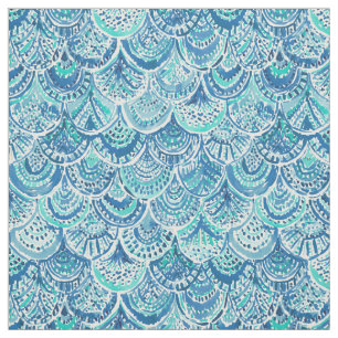 SPLASH Blue Watercolor Mermaid Scales Fabric