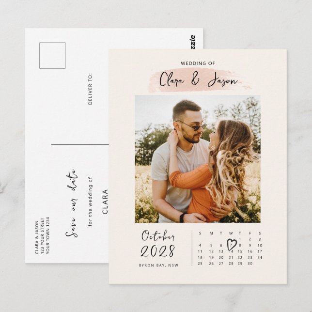 Splash calendar photo Save the Date Invitation Postcard (Front/Back)