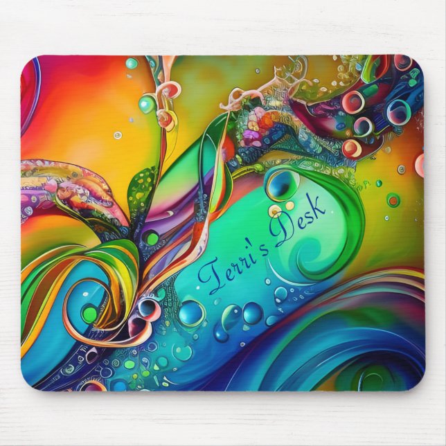 Splash! Colourful bubbles Abstract Personalise Mouse Mat (Front)