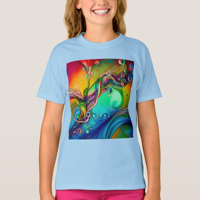 Splash! Colourful bubbles Abstract  T-Shirt (Front)