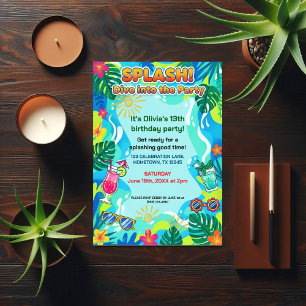 Splash Dive Summer Birthday Party Invitation