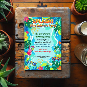 Splash Dive Summer Birthday Party Postcard