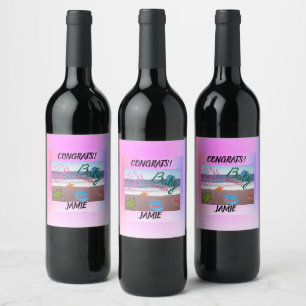 Splash For Joy: Baby Girl Shower Celebration Pink Wine Label