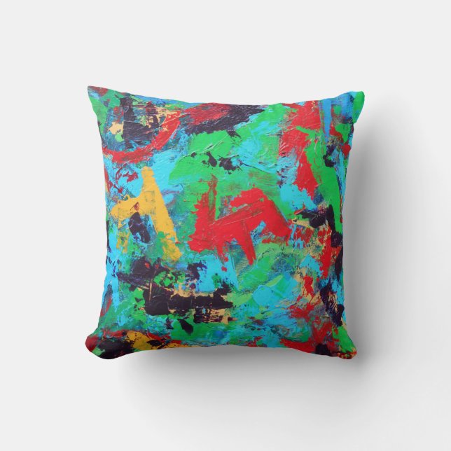 Splash-Hand Painted Abstract Brushstrokes Cushion (Front)