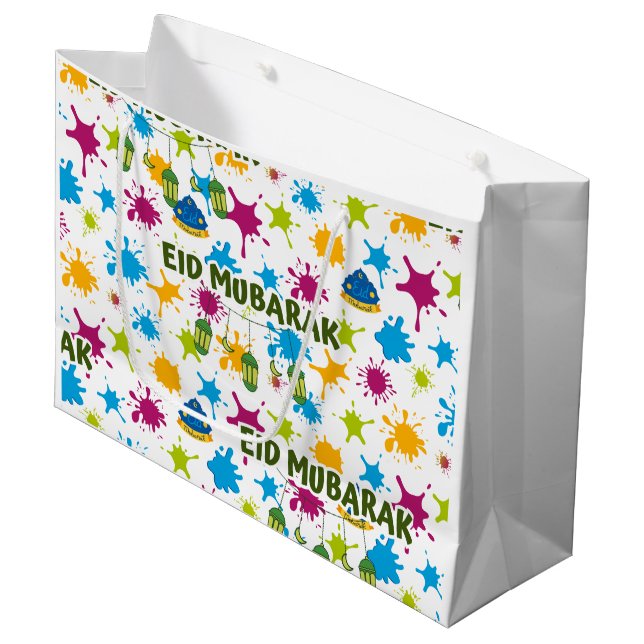 Splash Happy Eid Mubarak  Large Gift Bag (Front Angled)