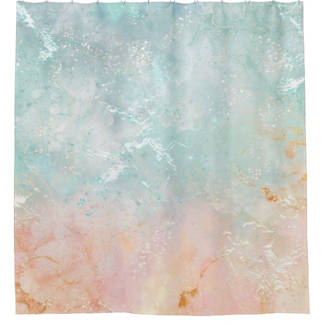 Splash Ink Watercolor Background, pastel colourful Shower Curtain (Front)