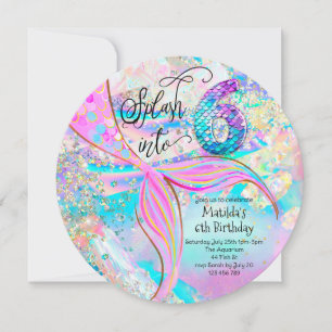Splash into 6 Mermaid Birthday Invitation