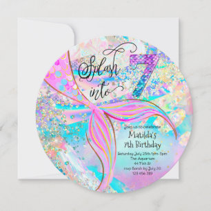 Splash into 7 Mermaid Birthday Invitation