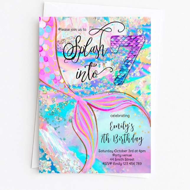 Splash into 7, Mermaids Birthday Invitation (Creator Uploaded)