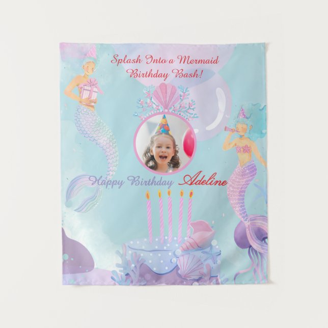 Splash Into a Mermaid Birthday Bash! Tapestry (Front)