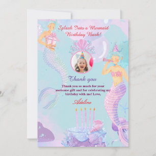 Splash Into a Mermaid Birthday Bash! Thank You Card