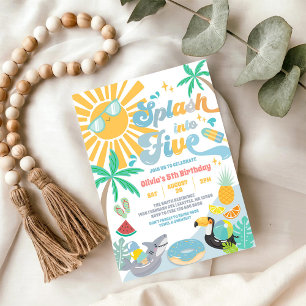 Splash Into Five Summer Party 5th Birthday Invitation