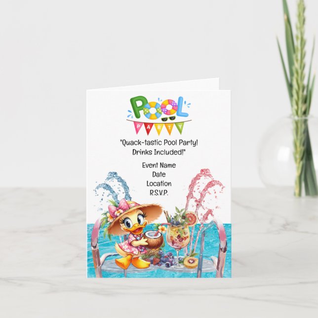 "Splash into Fun: Duck Pool Party with Drinks!" Invitation (Front)