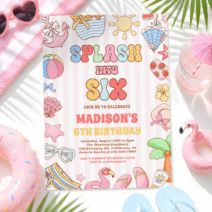 Splash Into Six Tropical Beach 6th Birthday Party Invitation