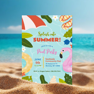 Splash Into Summer Pool Party Invitation