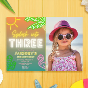 Splash into Three 3rd Birthday LandscapeInvitation Invitation