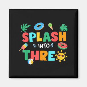 Splash Into Three Birthday Summer 3rd Birthday Magnet