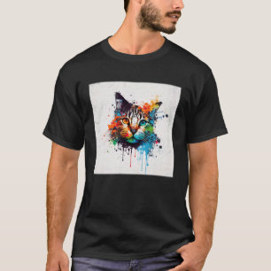 Splash Maine Kun Cat Paint Splatter Colourful Wome T-Shirt