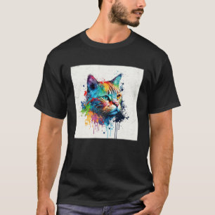 Splash Maine Kun Cat Paint Splatter Colourful Wome T-Shirt