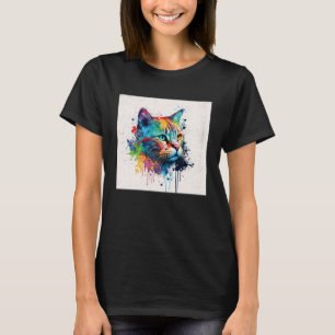 Splash Maine Kun Cat Paint Splatter Colourful Wome T-Shirt