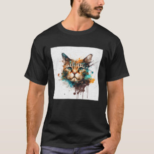 Splash Maine Kun Cat Paint Splatter Colourful Wome T-Shirt