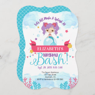 Splash Mermaid Birthday Bash Invitation