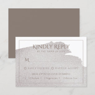 Splash of Beige Elegant Taupe Watercolor Entree RSVP Card