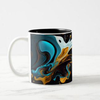 Splash of Blue and Gold Two-Tone Coffee Mug
