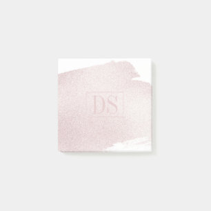 Splash of Blush Modern Pink Watercolor Monogram Post-it Notes