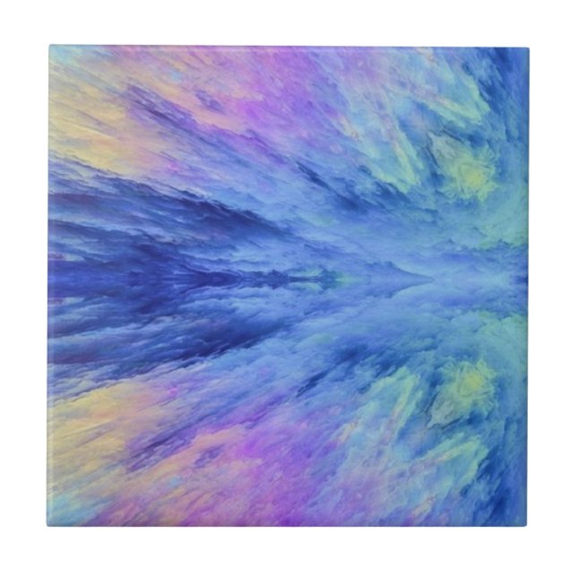 Splash of colour clouds blue green purple pink tile (Front)