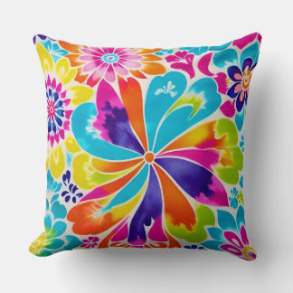 Splash of Nostalgia Tie-Dye Patterned Throw Pillow