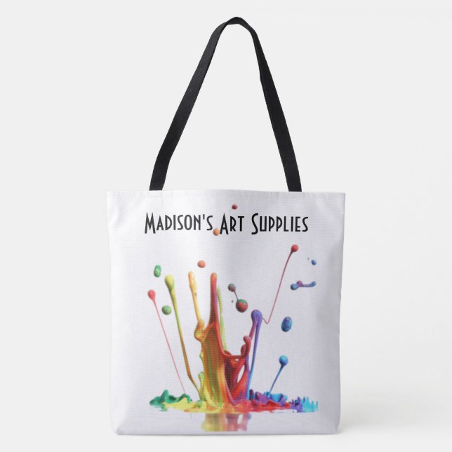 Splash of Paint!  Personalised Art Supplies Tote Bag (Front)