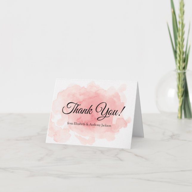 Splash of Pink Wedding Thank You Card (Front)