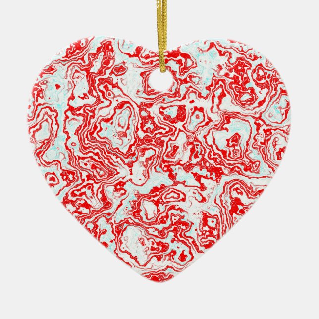 Splash of Red Ceramic Heart Tree Decoration (Front)