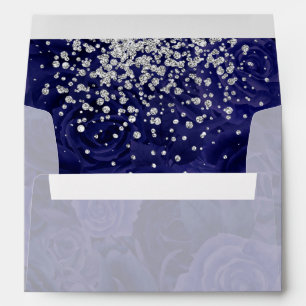 Splash of Silver and Royal Blue Wedding Envelope