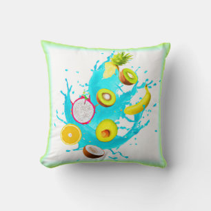 Splash of Tropical Fruits Art. Buy Now Cushion