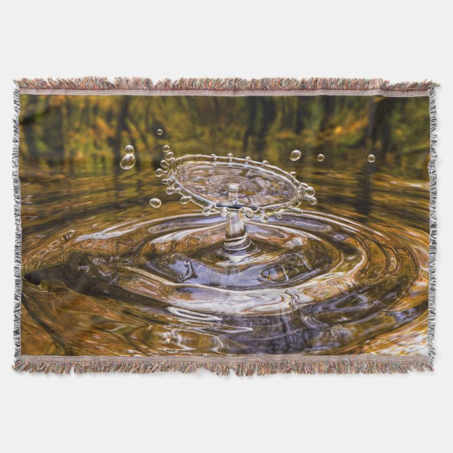 Splash of Water Drip Drop Throw Blanket (Front)