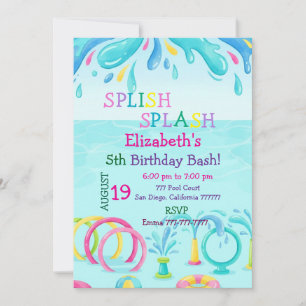 Splash Pad Birthday Invitation / Water Park / Girl
