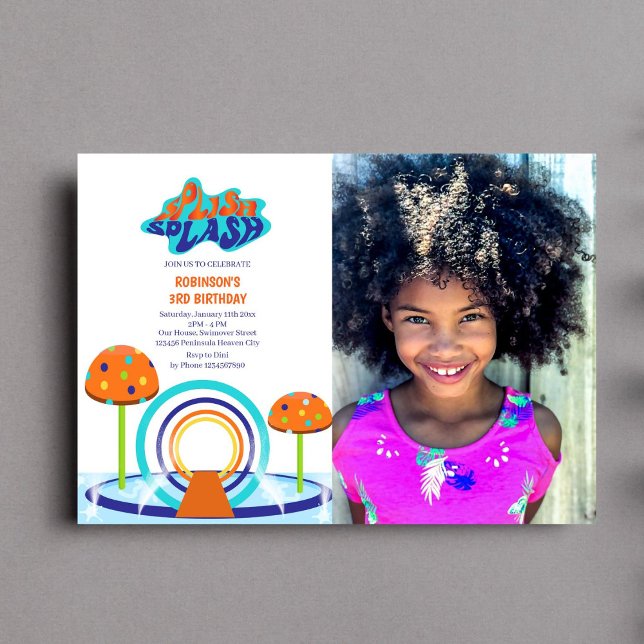 Splash Pad Birthday Photo Invitation (Creator Uploaded)