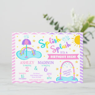 Splash Pad Joint Birthday Invitation   Water Park
