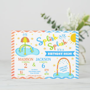 Splash Pad Joint Birthday Invitation Water Park