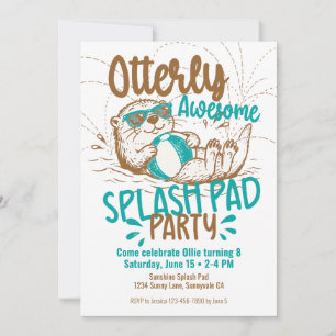 Splash Pad Party Otter Kids Summer Pool Backyard Invitation