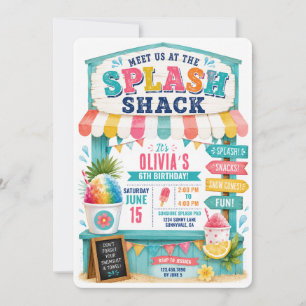 Splash Pad Snow Cone Kids Summer Pool Backyard Invitation