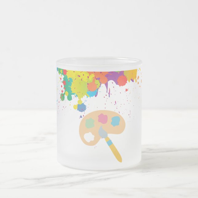 splash paint, brush frosted glass coffee mug (Center)