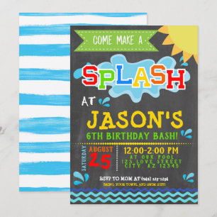 Splash Park Party Summer Boy's Birthday Invitation