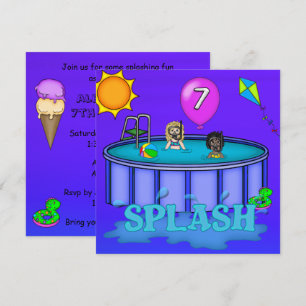 "Splash" Pool Party 7th Birthday Invitation