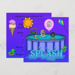 "Splash" Pool Party 9th Birthday Invitation